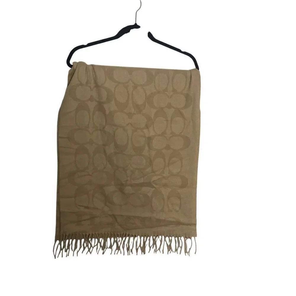 Coach Reversible Monogrammed Scarf Neutral Oversized